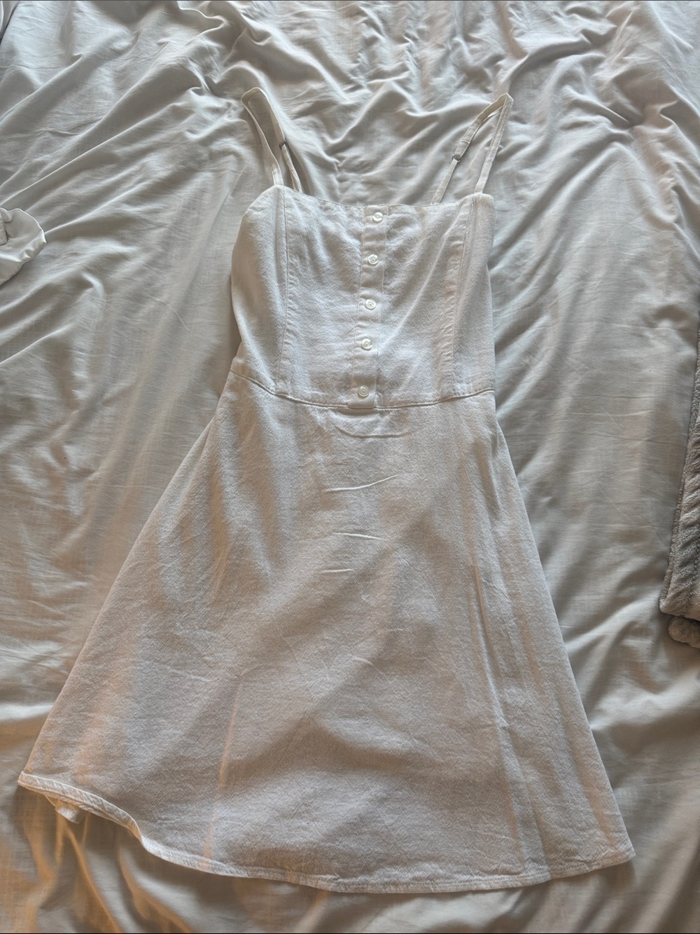 Hollister White Mini Button-Front Sundress